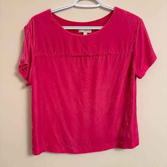 J. Crew Hot Pink Velvet T-Shirt Blouse - Women’s 4 - Picture 1 of 7
